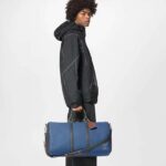 Louis Vuitton LV Unisex Keepall Bandoulière 50 Travel Bag Denim Blue Cowhide Leather - Imagen 12