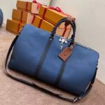 Louis Vuitton LV Unisex Keepall Bandoulière 50 Travel Bag Denim Blue Cowhide Leather - Imagen 2