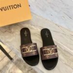 Louis Vuitton LV Women Lock It Flat Mule Brown Patent Monogram Canvas Leather - immagine 3