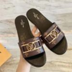 Louis Vuitton LV Women Lock It Flat Mule Brown Patent Monogram Canvas Leather - immagine 12