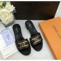 Louis Vuitton LV Unisex Lock It Flat Mule Brown Patent Monogram Canvas Leather (14)