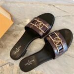 Louis Vuitton LV Women Lock It Flat Mule Brown Patent Monogram Canvas Leather - immagine 2