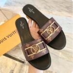 Louis Vuitton LV Women Lock It Flat Mule Brown Patent Monogram Canvas Leather - immagine 8