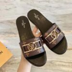 Louis Vuitton LV Women Lock It Flat Mule Brown Patent Monogram Canvas Leather - immagine 10