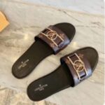 Louis Vuitton LV Women Lock It Flat Mule Brown Patent Monogram Canvas Leather - immagine 5