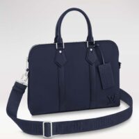 Louis Vuitton LV Unisex Takeoff Briefcase Navy Blue LV Aerogram Cowhide Leather (13)