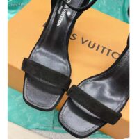Louis Vuitton LV Women Appeal Wedge Sandal Black Suede Baby Goat Leather Strass (9)