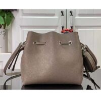 Louis Vuitton LV Women Bella Bucket Bag Gray Mahina Perforated Calfskin Leather (2)