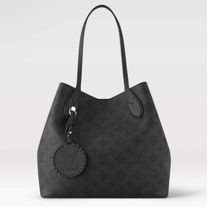 Louis Vuitton LV Women Blossom MM Tote Bag Black Mahina Perforated Calfskin Leather