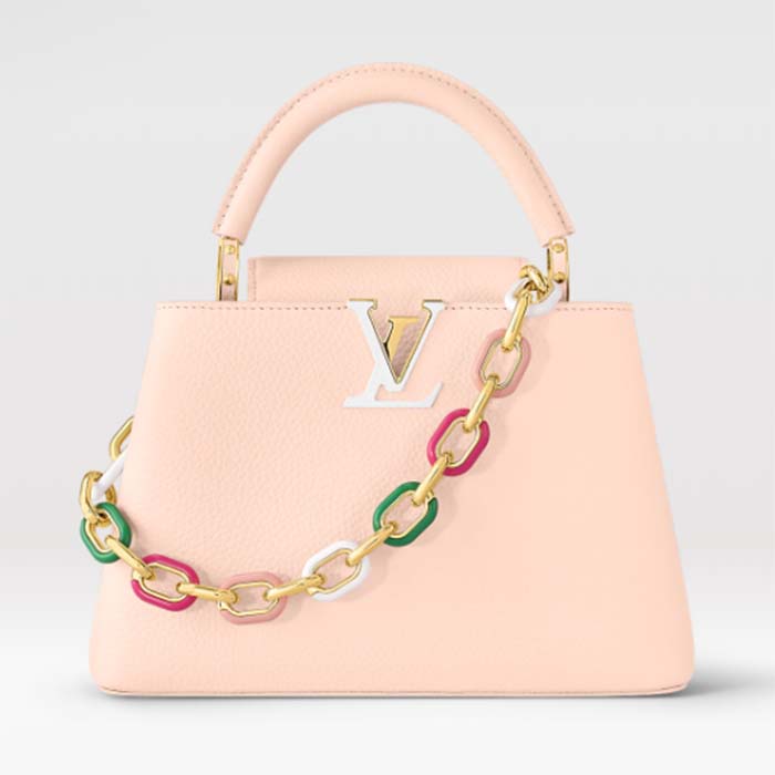 Louis Vuitton LV Women Capucines BB Handbag Jasmine Pink Taurillon Leather