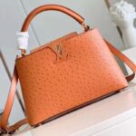 Louis Vuitton LV Women Capucines BB Orange Menthe Mint Ostrich Leather Monogram Flower - immagine 3