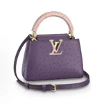 Louis Vuitton LV Women Capucines BB Purple Menthe Mint Ostrich Leather Monogram Flower