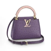 Louis Vuitton LV Donna Capucines BB Viola Menta Pelle di Struzzo Monogramma Fiore
