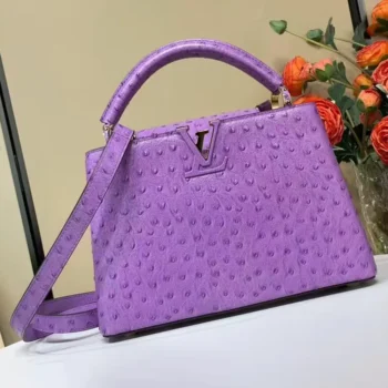 Louis Vuitton LV Donna Capucines BB Viola Menta Pelle di Struzzo Monogramma Fiore