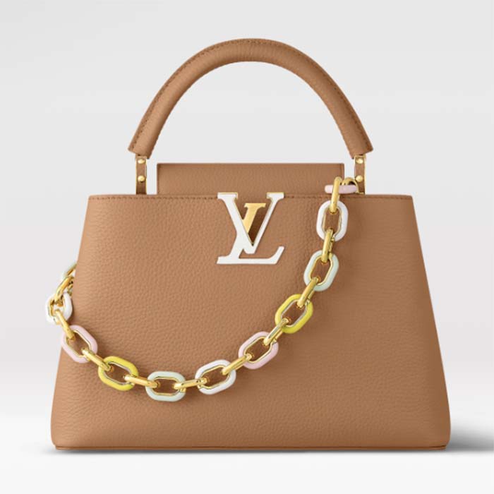 Louis Vuitton LV Women Capucines MM Handbag Hazelnut Brown Taurillon Cowhide Leather