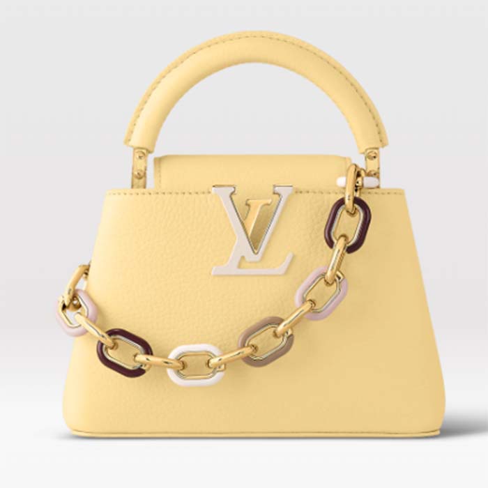 Louis Vuitton LV Women Capucines Mini Handbag Yellow Taurillon Cowhide Leather