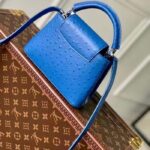 Louis Vuitton LV Women Capucines Mini Menthe Blue Goatskin Ostrich Leather Monogram Flower - Imagen 4