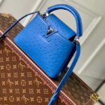 Louis Vuitton LV Women Capucines Mini Menthe Blue Goatskin Ostrich Leather Monogram Flower - Imagen 2