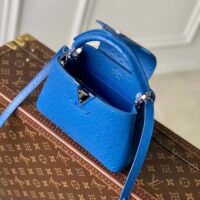 Louis Vuitton LV Women Capucines Mini Menthe Blue Goatskin Ostrich Leather Monogram Flower (6)