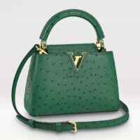 Louis Vuitton LV Women Capucines Mini Menthe Mint Ostrich Leather Monogram Flower