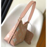 Louis Vuitton LV Women CarryAll PM Bag Pink Beige Embossed Supple Grained Cowhide Leather (1)