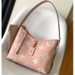 Louis Vuitton LV Women CarryAll PM Bag Pink Beige Embossed Supple Grained Cowhide Leather - Image 2