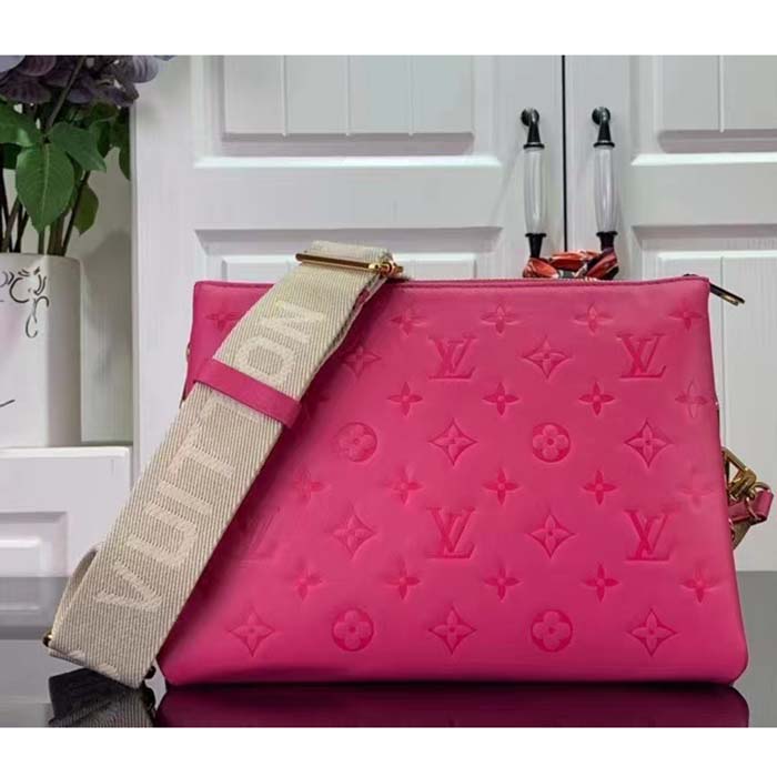 Louis Vuitton LV Women Coussin BB Handbag Fluo Pink Grained Calfskin Leather (11)