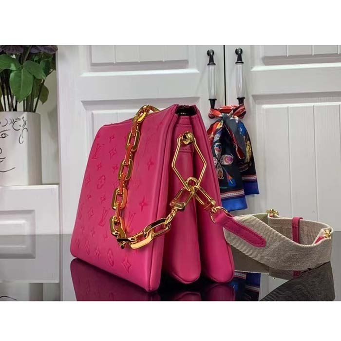 Louis Vuitton LV Women Coussin BB Handbag Fluo Pink Grained Calfskin Leather (2)