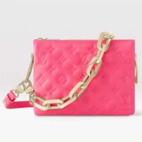 Louis Vuitton LV Women Coussin BB Handbag Fluo Pink Grained Calfskin Leather