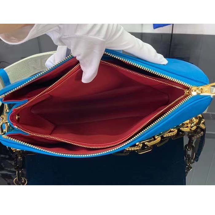 Louis Vuitton LV Women Coussin MM Handbag Blue Lambskin Zip Closure (1)
