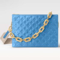 Louis Vuitton LV Women Coussin MM Handbag Blue Lambskin Zip Closure (10)