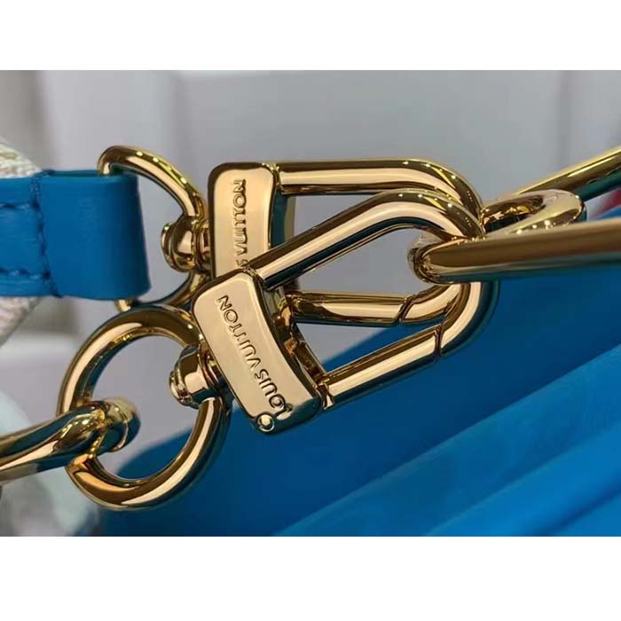 Louis Vuitton LV Women Coussin MM Handbag Blue Lambskin Zip Closure (12)