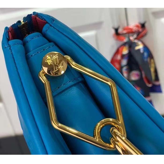 Louis Vuitton LV Women Coussin MM Handbag Blue Lambskin Zip Closure (2)