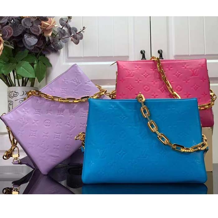 Louis Vuitton LV Women Coussin MM Handbag Blue Lambskin Zip Closure (3)