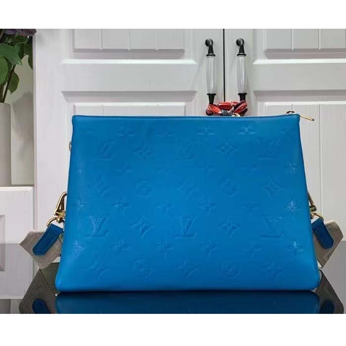Louis Vuitton LV Women Coussin MM Handbag Blue Lambskin Zip Closure (7)