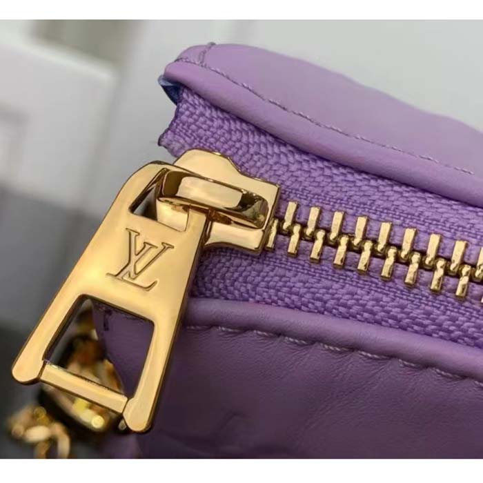 Louis Vuitton LV Women Coussin PM Handbag Light Purple Lambskin Zip Closure (4)