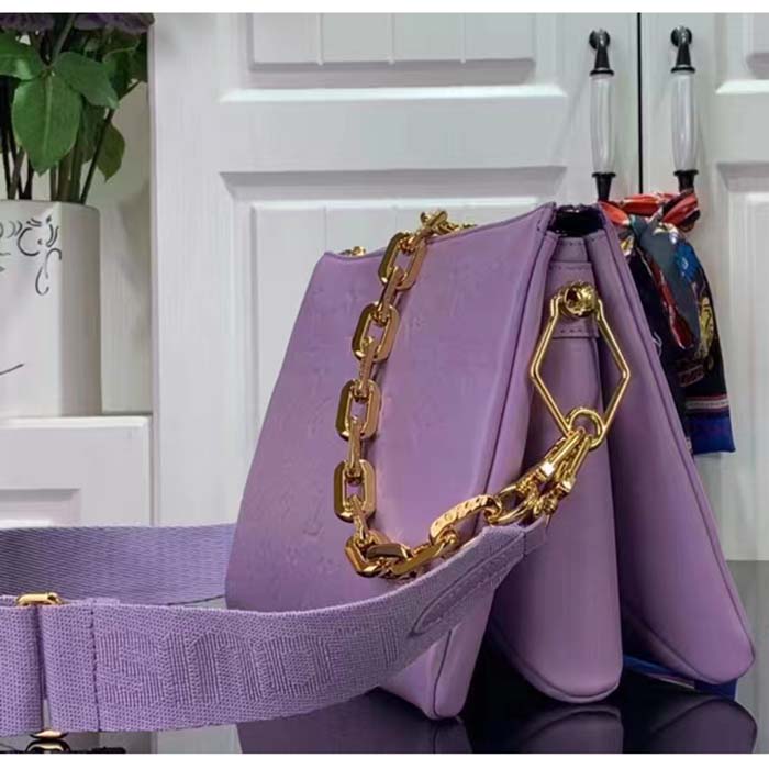 Louis Vuitton LV Women Coussin PM Handbag Light Purple Lambskin Zip Closure (9)