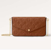 Louis Vuitton LV Women Félicie Pochette Brown Monogram Empreinte Embossed Supple Grained Cowhide