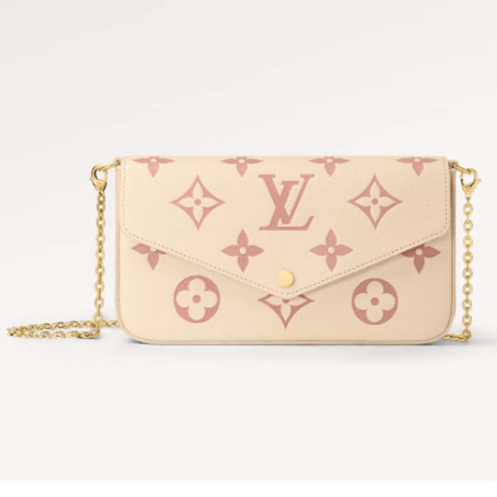 Louis Vuitton LV Women Félicie Pochette Pink Monogram Empreinte Embossed Supple Grained Cowhide