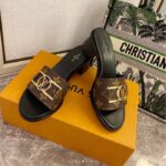 Louis Vuitton LV Women Lock It Mule Brown Patent Monogram Canvas Leather Outsole - immagine 3