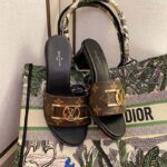 Louis Vuitton LV Women Lock It Mule Brown Patent Monogram Canvas Leather Outsole - immagine 2