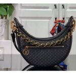 Louis Vuitton LV Women Loop Half-Moon Baguette Bag Black Calfskin Monogram Flowers - Image 2