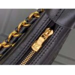 Louis Vuitton LV Women Loop Half-Moon Baguette Bag Black Calfskin Monogram Flowers - Image 8