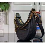 Louis Vuitton LV Women Loop Half-Moon Baguette Bag Black Calfskin Monogram Flowers - Image 4