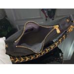 Louis Vuitton LV Women Loop Half-Moon Baguette Bag Black Calfskin Monogram Flowers - Image 6