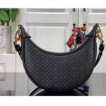 Louis Vuitton LV Women Loop Half-Moon Baguette Bag Black Calfskin Monogram Flowers - Image 3