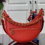 Louis Vuitton LV Women Loop Half-Moon Baguette Bag Red Calfskin Monogram Flowers – Bild 2