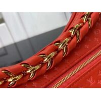 Louis Vuitton LV Women Loop Half-Moon Baguette Bag Red Calfskin Monogram Flowers (8)