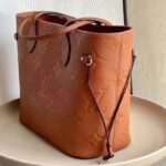 Louis Vuitton LV Women Neverfull MM Tote Brown Embossed Cowhide Leather - Image 4