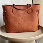 Louis Vuitton LV Women Neverfull MM Tote Brown Embossed Cowhide Leather - Image 3